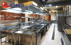 طراحی آشپزخانه صنعتی مدرن با تجهیزات کامل